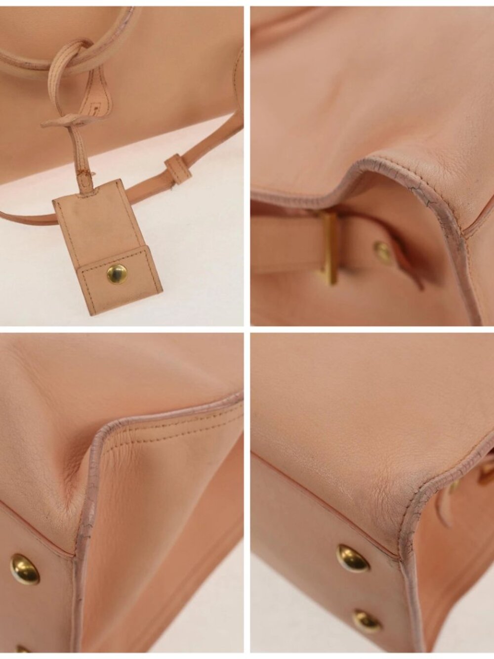 SAINT LAURENT Petit Kabas Hand Bag Leather 2way Pink Gold Auth - Picture 15 of 15